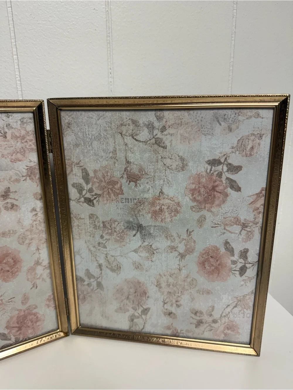 Vintage Goldtone Hinged Double 8x10 Picture Frame | Tabletop Display